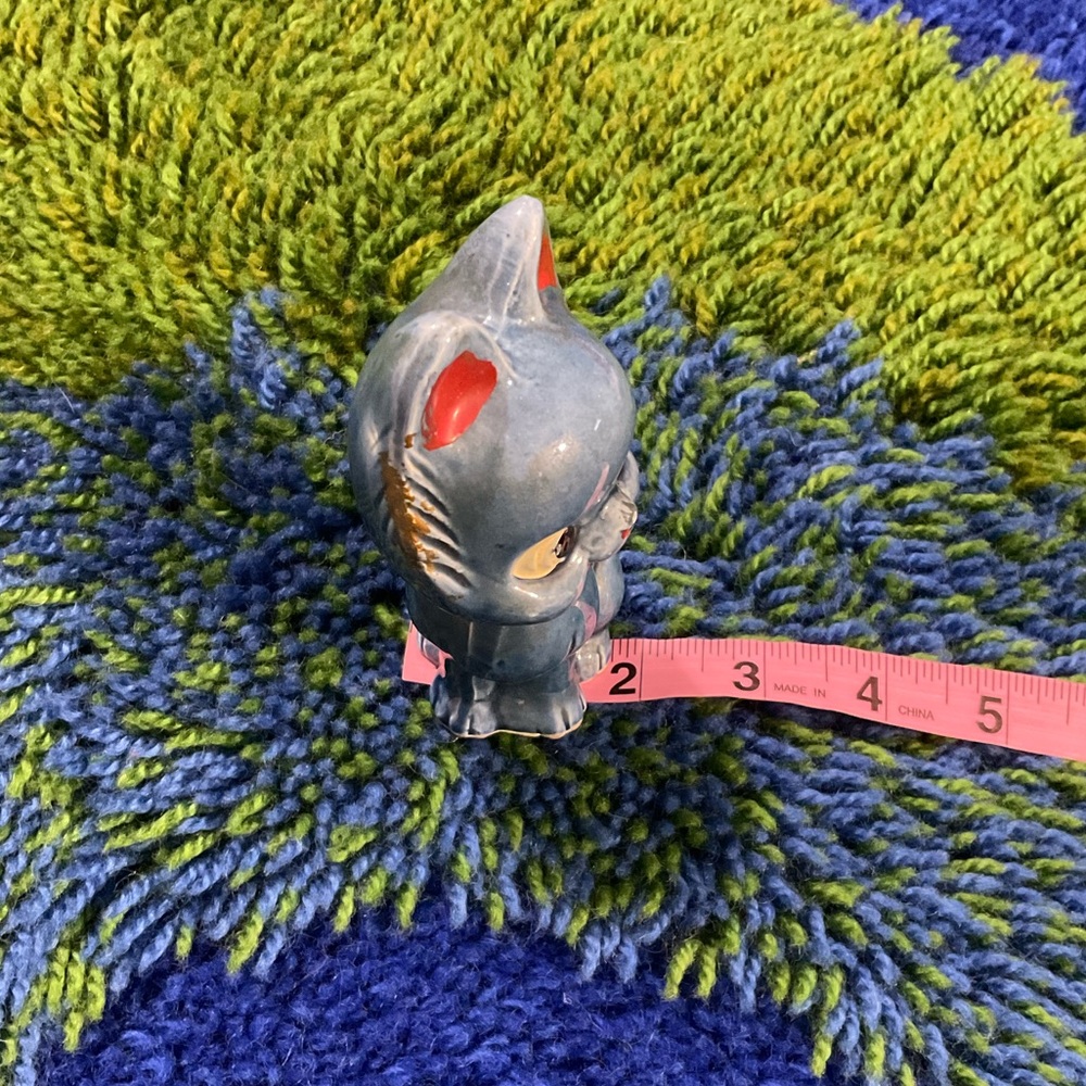 VTG Small Blue Cat Ceramic Figurine Japan Pointed Ears Mid Century - Picture 7 of 7